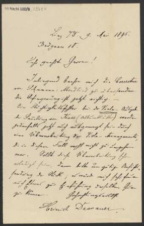 Brief an B. Schott's Söhne : 09.05.1895