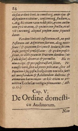 Cap. V. De Ordine domestico Audiotorum.