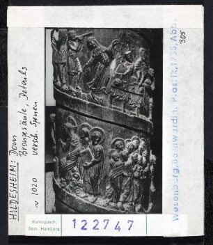 Hildesheim, Dom: Bernwardsäule (Christussäule), Bronze, um 1020, verschiedene Szenen