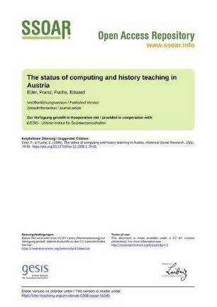 The status of computing and history teaching in Austria