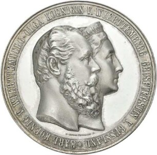 Medaille auf die Silberhochzeit von König Karl und Königin Olga