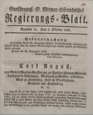 Nr. 13 : 3. Oktober 1826