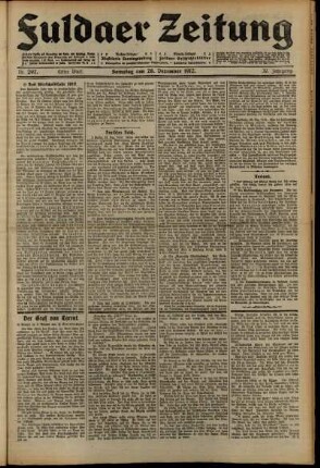 Erste Ausgabe vom Samstag, den 28. Dezember 1912.