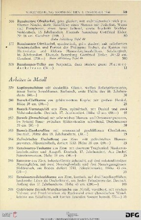 Arbeiten in Metall (Nr. 579-606)