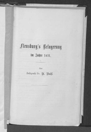 Flensburg's Belagerung im Jahre 1431