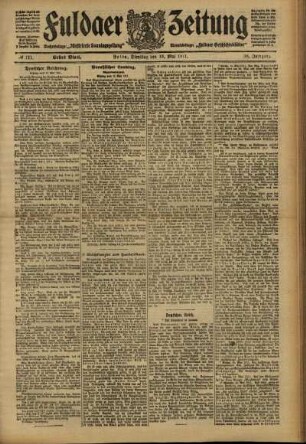 Erste Ausgabe vom Dienstag, den 16. Mai 1911.