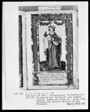 Welfenchronik — Judith Herzogin von Bayern, Gemahlin Welfs 4. (1033-1074), Folio 25recto