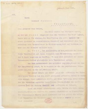 Brief an Bernhard Sekles : 06.06.1921