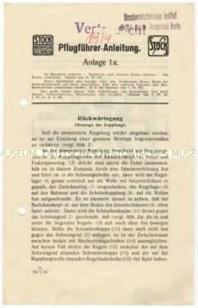Anleitung für die Bedienung des Motorpflug-Rückwärtsganges