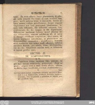 Sectio II. De Symptomatibus.