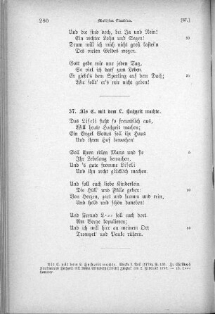 37. Als C. mit dem L. Hochzeit machte.