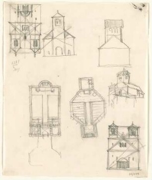 Fischer, Theodor; Gauting / Starnberg (Bayern); Ev. Christuskirche - Grundrisse, Ansichten
