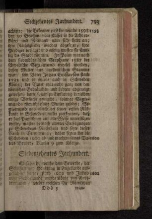 Siebenzehentes Jarhundert.