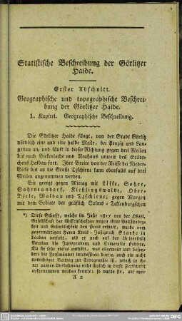 Erster Abschnitt. Geographische und topographische Beschreibung der Görlitzer Haide