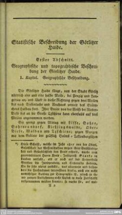 Erster Abschnitt. Geographische und topographische Beschreibung der Görlitzer Haide