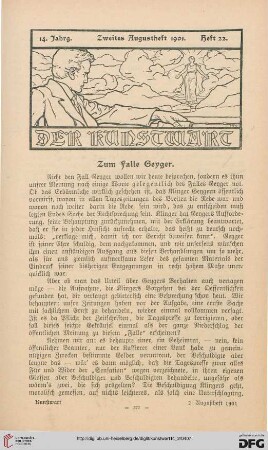 Zum Falle Geyger
