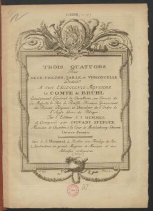 Trois Quatuors Pour Deux Violons, Taille, et Violoncelle : Oeuvre Premier.