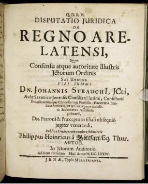 Disputatio Iuridica De Regno Arelatensi