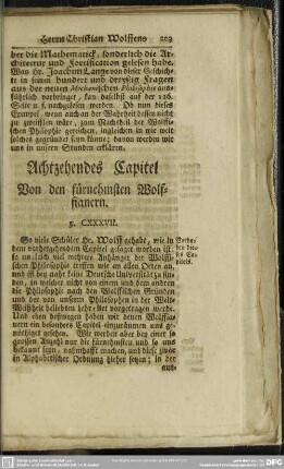 Achtzehendes Capitel Von den fürnehmsten Wolffianern
