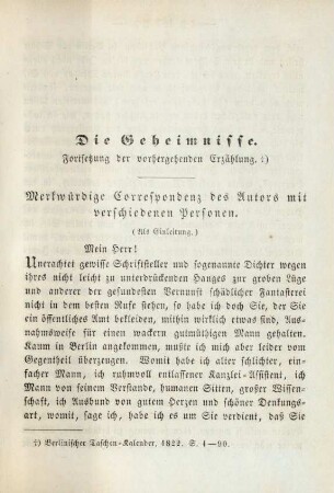 Die Geheimnisse. Fortsetzung der vorhergehenden Erzählung
