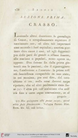Sezione prima: Crasso