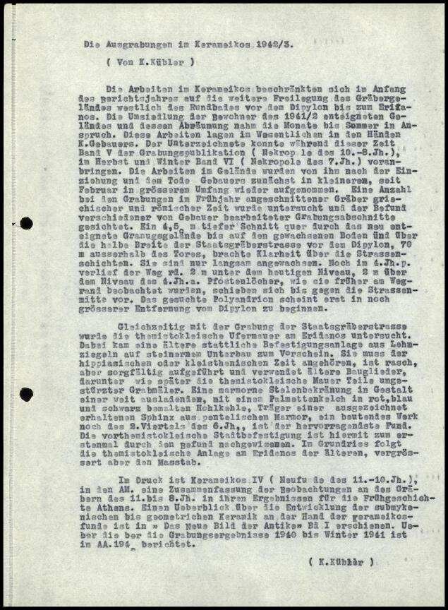 Die Ausgrabungen im Keramaikos 1942/3 | Digitalisierung: Deutsches Archäologisches Institut, Athen, Archiv