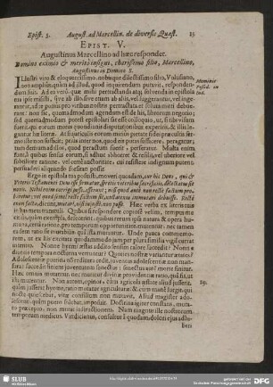 Epist. V. Augustinus Marcellino ad haec respondet