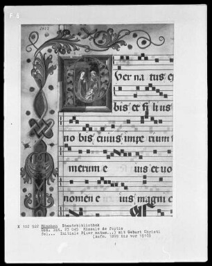 Missale de festis — Initiale P (uer natus) mit der Geburt Christi