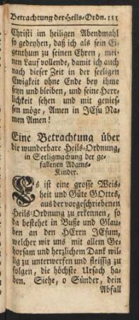 Eine Betrachtung über die wunderbare Heils-Ordnung ...