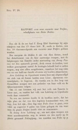 Bijl. No. 20. Rapport over eene excursie naar Patjiro, schuilplaats van Datoe Bakka