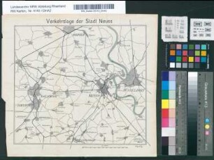 Verkehrslage der Stadt Neuss [Eisenbahnen und Straßenverbindungen]. Angefertigt Neuss im Stadtvermessungsamt. 1912 Aug.