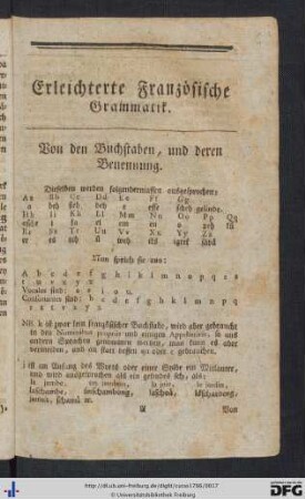 Erleichterte Französische Grammatik.