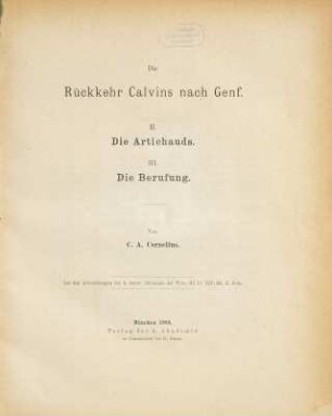 Die Rückkehr Calvins nach Genf, 2
