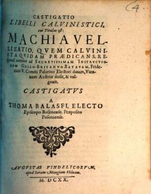 Castigatio libelli calvinistici cui titulus est Machiavellizatio