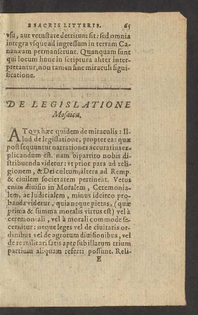 De Legislatione Mosaica.