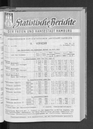 Der Seeverkehr des Hamburger Hafens im Juli 1970 : Lfd. Nr. 38