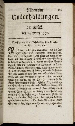 21 Stück. den 14 März 1770.