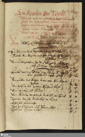 Ein Register der Capittel