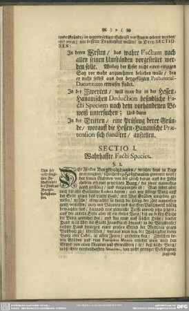 Sectio I. Wahrhaffte Facti Species