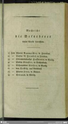 Nachricht die Beförderer dieses Werks betreffend