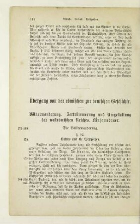 Übergang von der römischen zur deutschen Geschichte