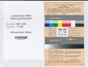Entnazifizierung Maria Schuermann, geb. 19.03.1901 (Bankangest.)