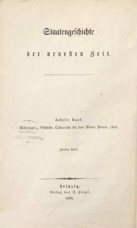 Geschichte Oesterreichs seit dem Wiener Frieden 1809. 2, Die Österreichische Revolution