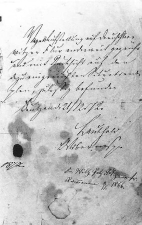 Doberschau-Gaußig-Drauschkowitz. Holländermühle, Bauplan von 1866, Ausschnitt (im Besitz von Herrn Fasold, Drauschkowitz, Nr. 20)