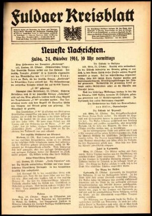 Erste Ausgabe vom Samstag, den 24. Oktober 1914.