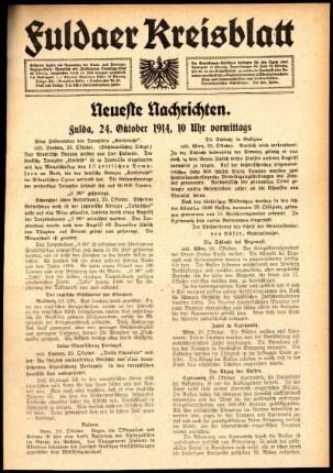 Erste Ausgabe vom Samstag, den 24. Oktober 1914.