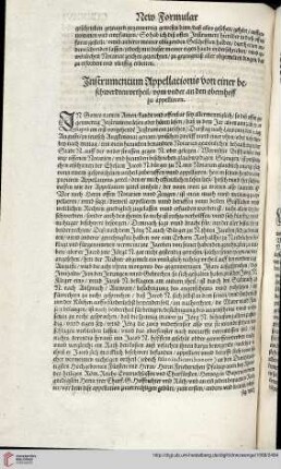 Instrumentum Appellationis von einer beschwerdten urtheil/...
