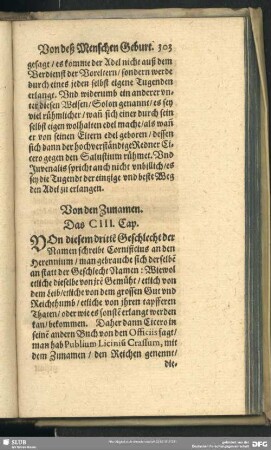 Von den Zunamen. Das CIII. Cap.
