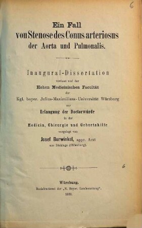 Ein Fall von Stenose des Conus arteriosus der Aorta und Pulmonalis