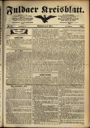 Erste Ausgabe vom Mittwoch, den 09. März 1910.